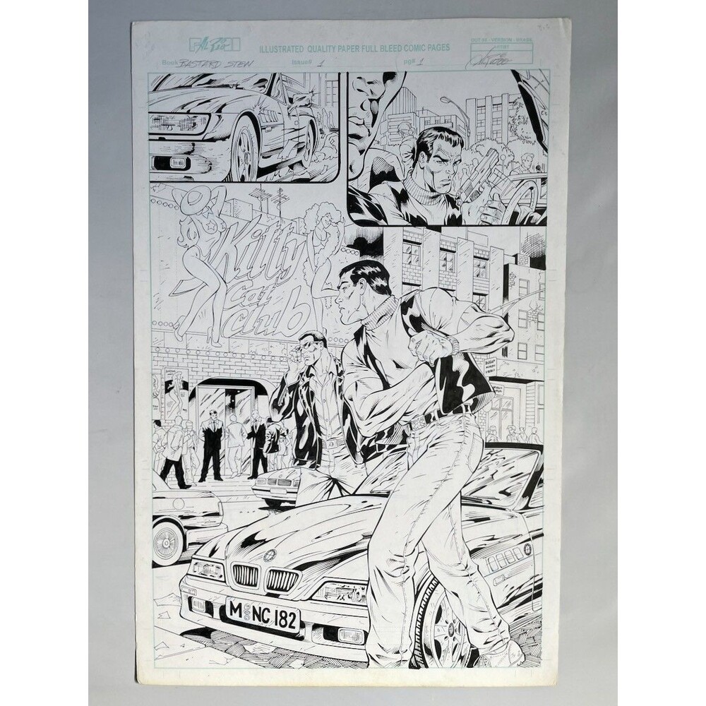 Bastard Stew Original Art page by Al Rio 11.5x17.5 Action Scene, Kit Cat Club
